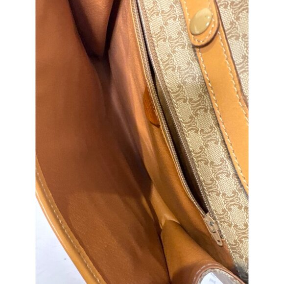 Celine Vintage Macadam Canvas & Leather Crossbody/Clutch Beige & Brown - Picture 9 of 10